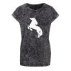 Dámské tričko Acid wash Kůň (Barva trička Acid wash Tmavě šedá, Velikost trička XS)