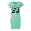 Bavlněné letní šaty Coffee and cat (Velikost XL, Šaty freedom Tyrkysová)