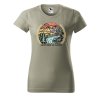 Dobrý triko dámské tričko basic s potiskem světlá khaki