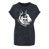 Dámské oversize tričko Bull Terier (Barva trička Acid wash Tmavě šedá, Velikost trička XS)