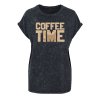 Dámské oversize tričko Coffee time (Barva trička Acid wash Tmavě šedá, Velikost trička XS)