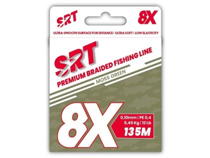 Sert splétaná šnůra 8X SRT Moss Green 135M (Varianta 0,14mm/8,18kg)