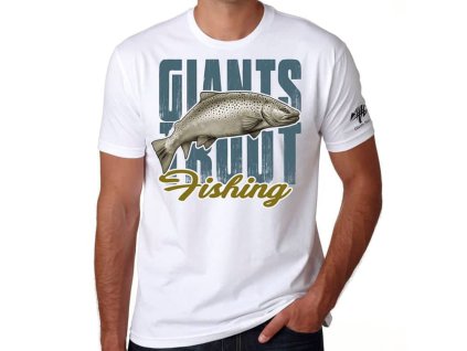 Giants fishing Tričko pánské bílé - Pstruh (Varianta vel. L)