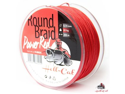 Hell-Cat Splétaná šňůra Round Braid Power Red 1000m (Varianta 0,70mm (85,0kg))