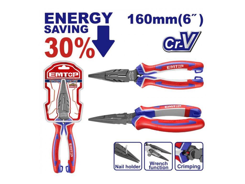 Kleště půlkulaté přímé 160 mm (úspora síly 30%) EPLRL0621 EMTOP – produktový obrázek