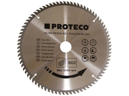 kotouč pilový SK 254x3.0x30 80z + redukce 30/20 mm 42.09-PK254-80