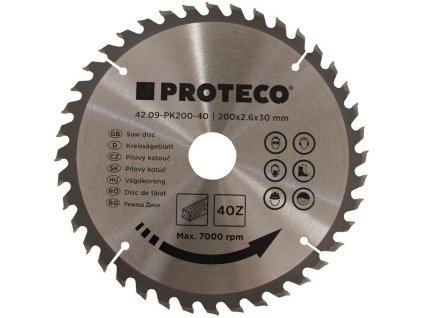 kotouč pilový SK 200x2.6x30 40z + redukce 30/20 mm 42.09-PK200-40