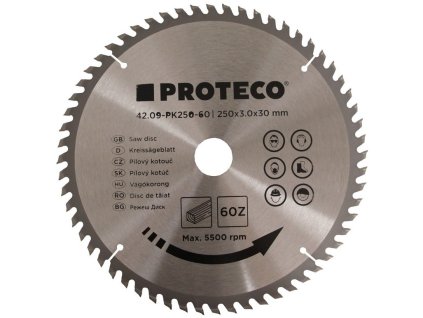kotouč pilový SK 250x3.0x30 60z + redukce 30/20 mm 42.09-PK250-60