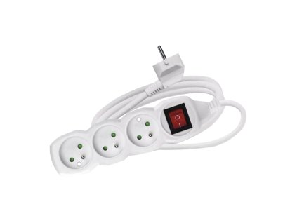 Prodlužovací kabel bílý 3 zásuvky s vypínačem | 1,2m P1311