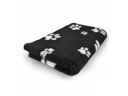 VetBed/DryBed deka pro psa, černá- motiv tlapky