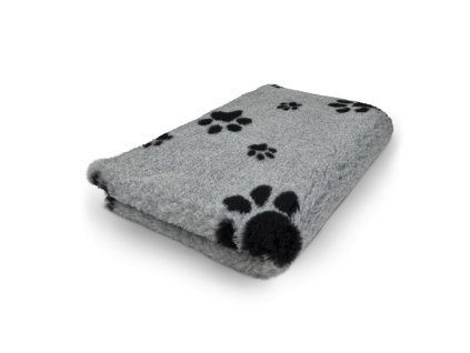 VetBed/DryBed Extra premium deka pro psa, sv.šedá- motiv černá tlapka