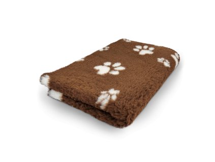 VetBed/DryBed Extra premium deka pro psa, hnědá- motiv bílá tlapka