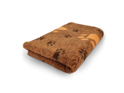 VetBed/DryBed Extra premium deka pro psa, hnědá- motiv oranžová tlapka