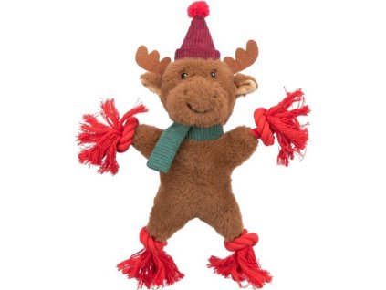 Xmas REINDEER - vánoční sob 32 cm, píská/šustí, plyš/lano