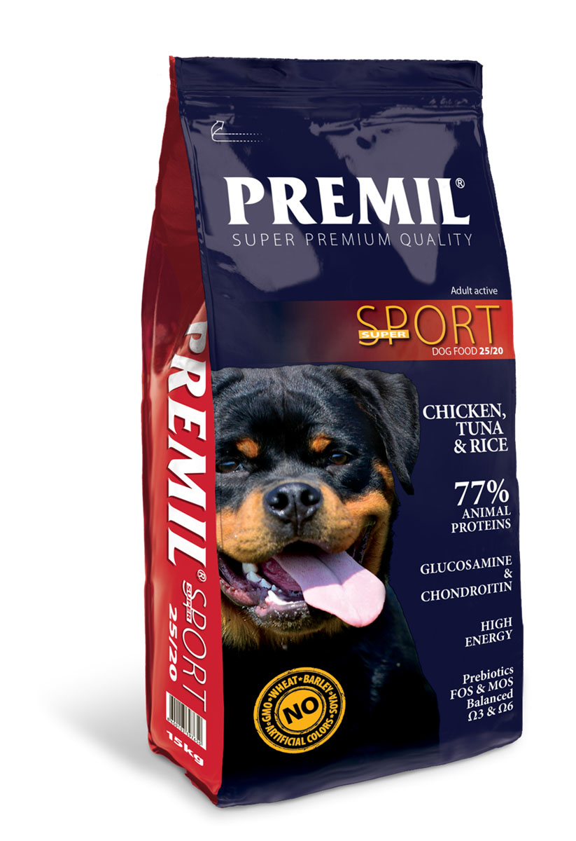 Premil granule pre aktívne psy SUPER SPORT 25/20 Balenie: 15 kg