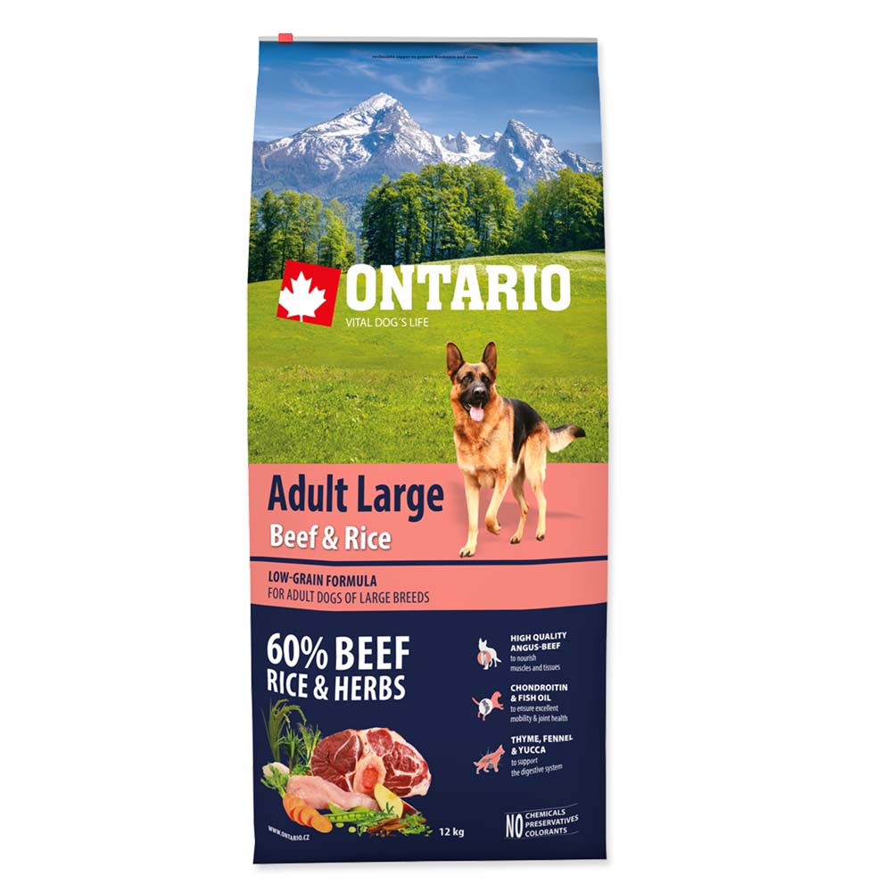 Ontario Adult Large Beef & Rice 12kg Množstevné zľavy: 3 balenie