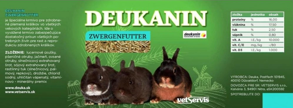 Deuka špeciálne krmivo pre zdrobnené a malé plemená králikov Zwergenfutter 3kg
