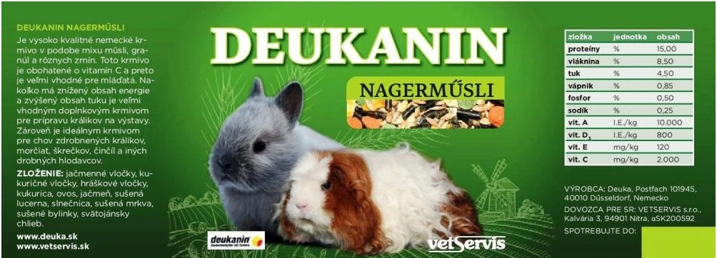 Deuka doplnkové krmivo pre králiky a hlodavce Nagermüsli 3kg