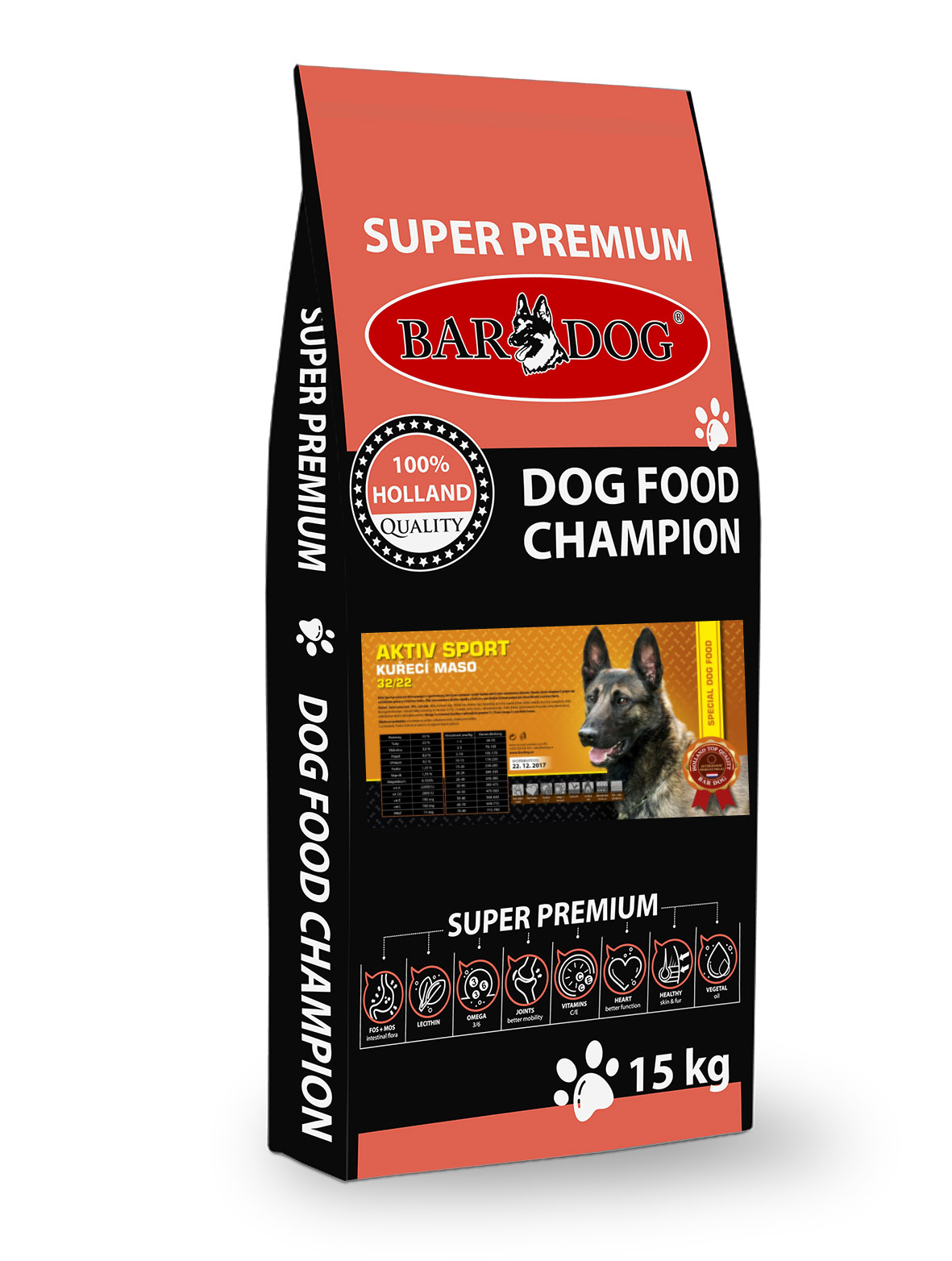 Bardog Super prémiové granuly pre psov Aktiv Sport  Humino-Vet IDG 100g ako darček k baleniu 30kg Hmotnosť balenia: 30 kg