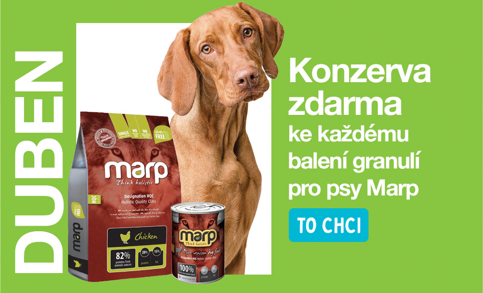 AKCE DUBEN: Ke každému balení granulí pro psy Marp obdržíš konzervu Marp Holistic Zvěřina 400 zdarma