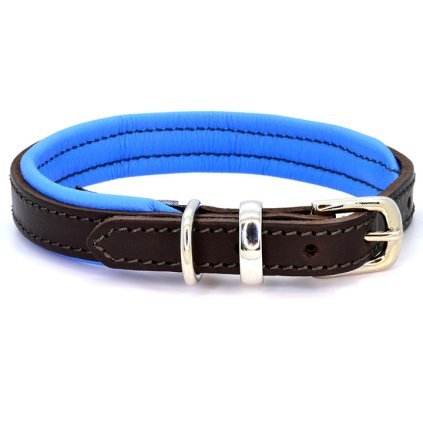Dogs&Horses Obojek Padded Leather Blue - ML - DOPRODEJ