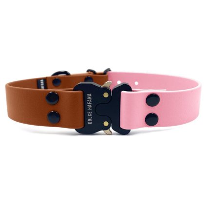 Dolce Hafana Obojek Tactical 2,5 cm Brown / Pastel Pink