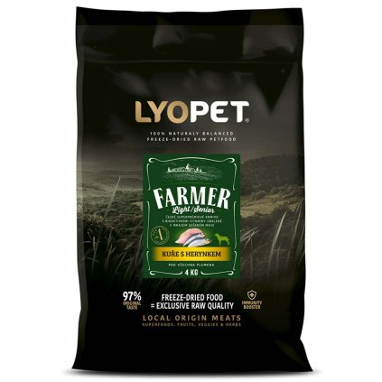 Lyopet Granule Farmer Kuře, herynek a krill Light & Senior 1,5 kg