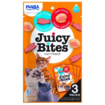 Churu Cat Juicy Bites Pamlsky pro kočky Ryba a škeble 3x11,3 g
