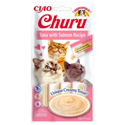 Churu Cat Krémové pyré pro kočky Tuňák s lososem 4x14 g