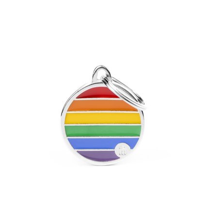 Známka pro psa Rainbow Malá Kruh + GRAVÍROVÁNÍ ZDARMA