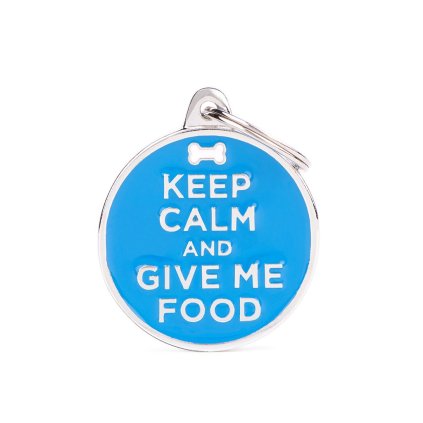 Známka pro psa Velká Keep Calm And Give Me Food + GRAVÍROVÁNÍ ZDARMA