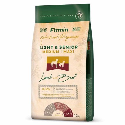 Fitmin Výživový program Granule Light & Senior Medium Maxi Jehněčí s hovězím 12 kg