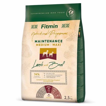 Fitmin Výživový program Granule Maintenance Medium Maxi Jehněčí s hovězím