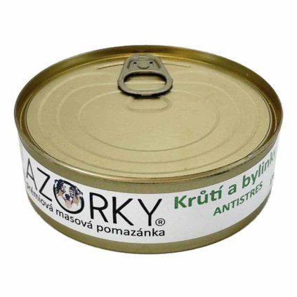 Azorky Antistres Prémiová masová pomazánka Krůta s heřmánkem, meduňkou a kozlíkem 170 g