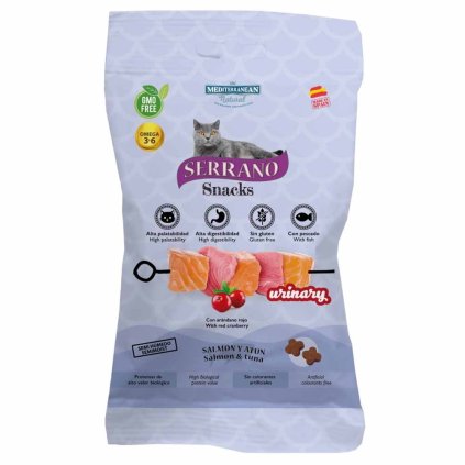 Serrano Pamlsky pro kočky s lososem a tuňákem Močové cesty 50 g