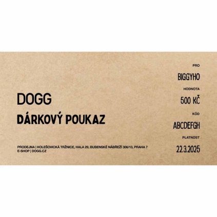 DOGG Dárkový poukaz pro psa 500 Kč