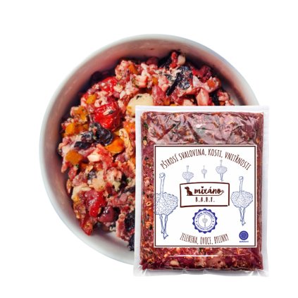 Mixáno BARF Pštros se zeleninou, mleté nahrubo 1 kg