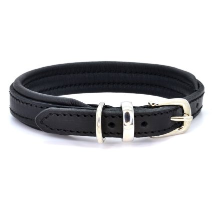 Dog&Horses Obojek Padded Leather Black / Black L - DOPRODEJ