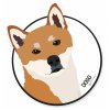 Samolepka Shiba inu - kruh s bílým pozadím