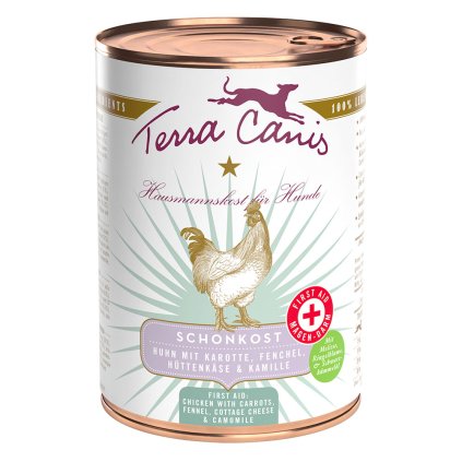 Terra Canis Konzerva První pomoc při průjmu Kuře s mrkví, fenyklem, tvarohem a heřmánkem 400 g
