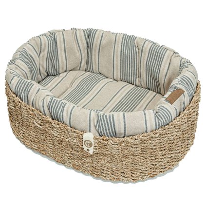 Cloud7 Pelíšek Basket Lazy Linen Stripes Natural Blue M