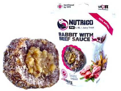 LK BAITS PET NUTRIGO DOG PAMLSEK KRÁLÍK S HOVĚZÍ OMÁČKOU,L-XL,200G