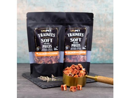 Trainees Snack Soft Pieces Salmon with Codfish / měkký losos s treskou pro psy a kočky 100g