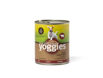 800g Yoggies hovězí konzerva s karotkou a lněným olejem