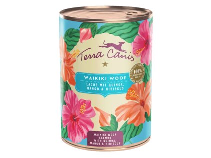 Terra Canis Flower Menu Waikiki Woof Konzerva Losos s quinoou, mangem a ibiškem 400 g
