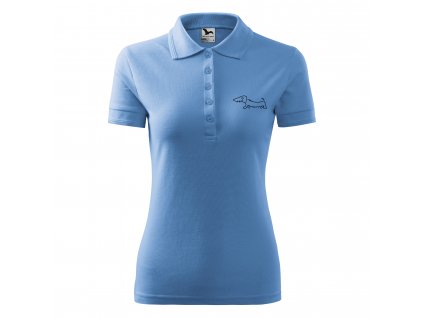 DoggyStyle WomenPolo AzureBlue SingleDog 1Front