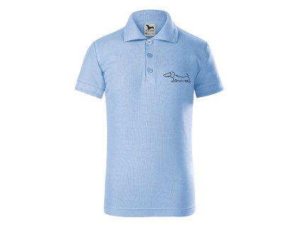 DoggyStyle KidsPolo AzureBlue SingleDog 1Front