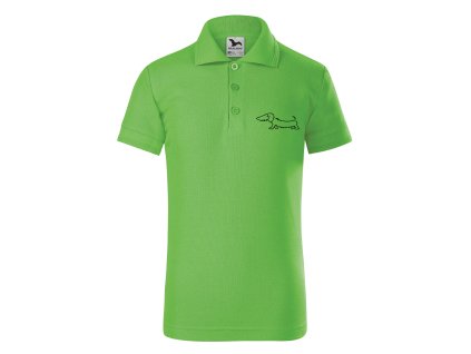 DoggyStyle KidsPolo AppleGreen SingleDog 1Front