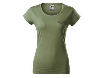 DoggyStyle WomenTshirtSlimFit Khaki SingleDog 1Front