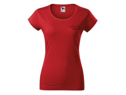 DoggyStyle WomenTshirtSlimFit Red SingleDog 1Front